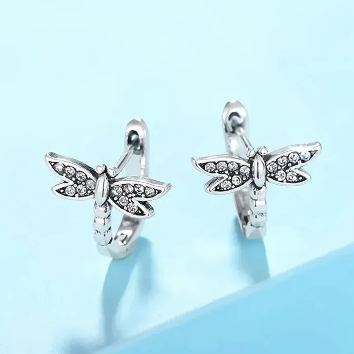 Dragonfly Hoop Earrings for Women Brass Cubic Zirconia Trendy Jewelry