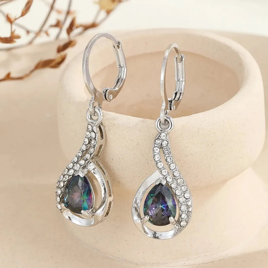 Zircon Crystal Water Droplet Earrings for Women Girls Wedding Party Jewelry Gift
