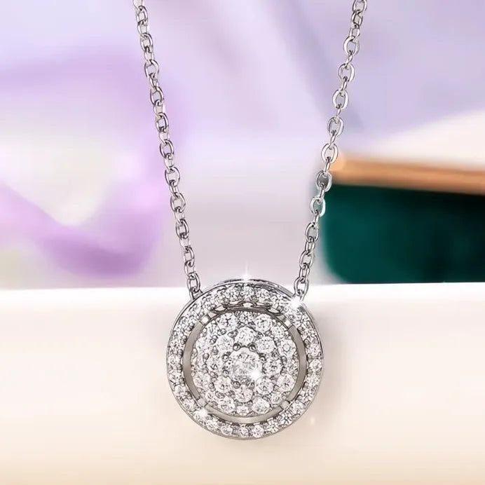 Elegant Cubic Zirconia Pendant Necklace Silver Chain Wedding Jewelry Gift