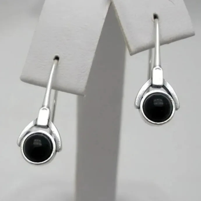 Round Black Crystal Pendant Drop Earrings for Women Fashion Jewelry Gifts
