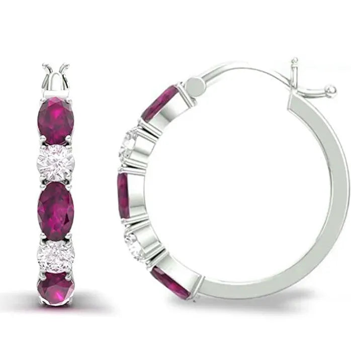 Geometric Zirconia Hoop Earrings for Women Brass Trendy Party Jewelry