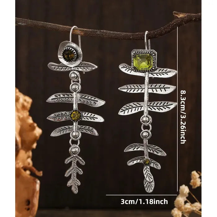 Retro Women's Zinc Alloy Dragonfly Earrings with Blue Gemstone Pendant Jewelry