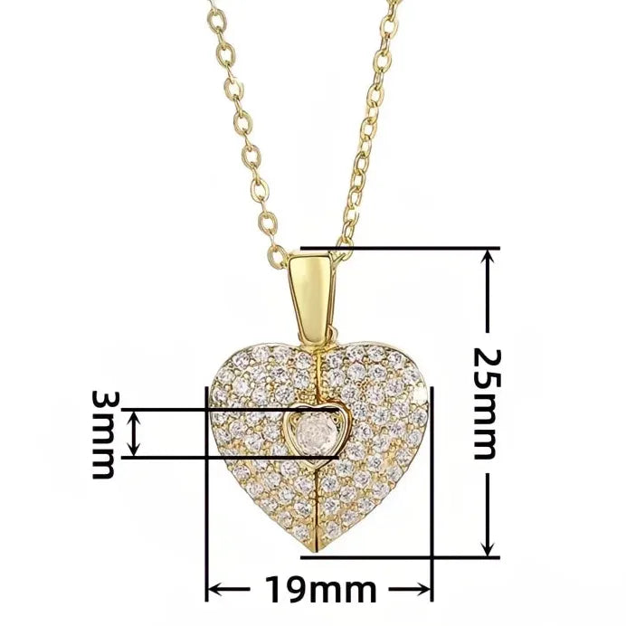 Romantic Heart Pendant Necklace with Bright CZ for Women Wedding Jewelry