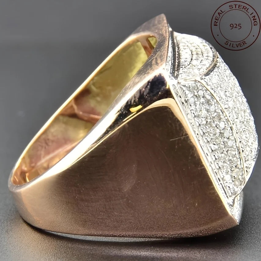 2025 Bling Huge 925 Sterling Silver Iced Out Hip Hop Ring for Men – Square Cut Zircon