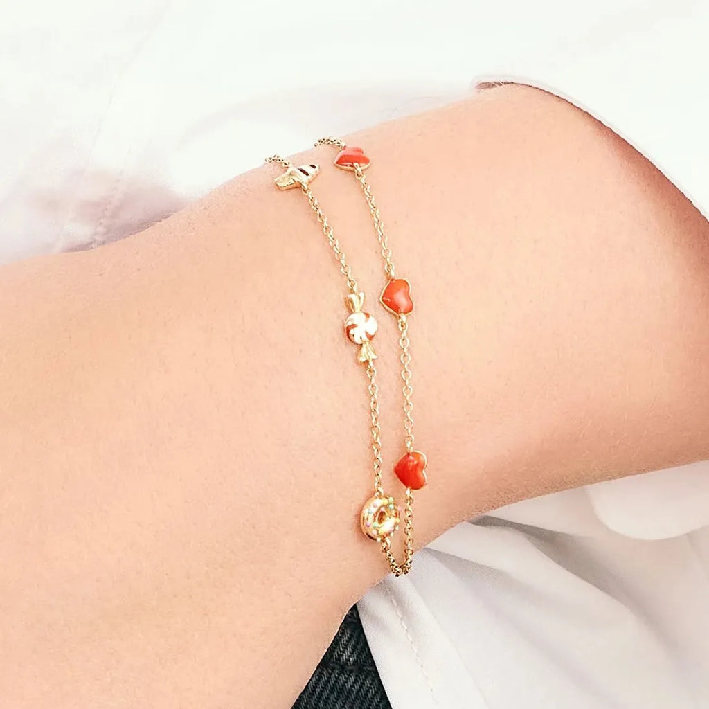 18K Gold Plated Donuts Ice Cream Charm Bracelet Hypoallergenic Jewelry Gift 2025