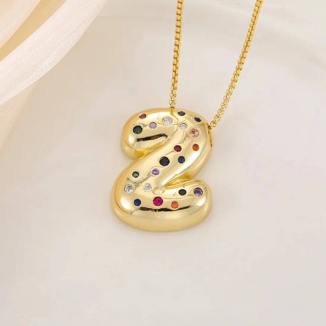 18K Gold Plated A-Z Letter Pendant Necklace for Women Gift Cubic Zirconia