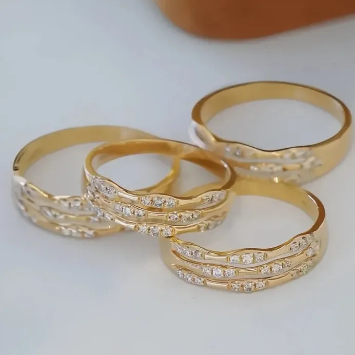 Elegant Gold Color Women’s Brass Wedding Ring with Cubic Zirconia