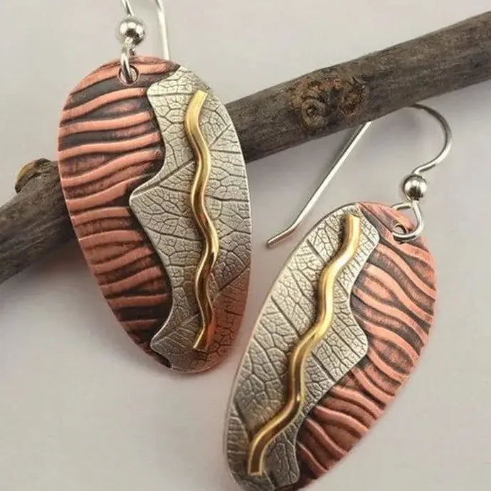 Vintage Geometric Bohemian Metal Carved Drop Earrings for Women Parties Engagements