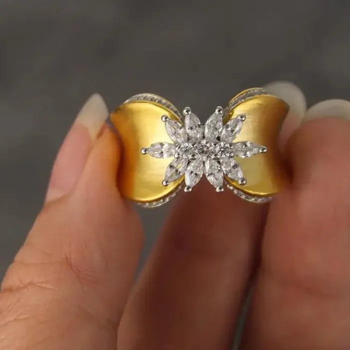 Copper Wire Drawing Crystal Ring Women Fashion Luxury Banquet Jewelry Mood Tracker