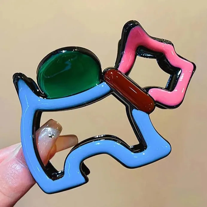 Cartoon Dog Hair Claw Clip for Women Girls Plastic Hair Accessory