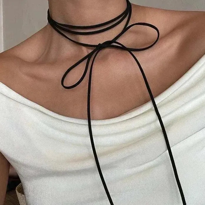 Vintage Black Velvet Bowknot Adjustable Choker Necklace Women Y2K Jewelry Trendy