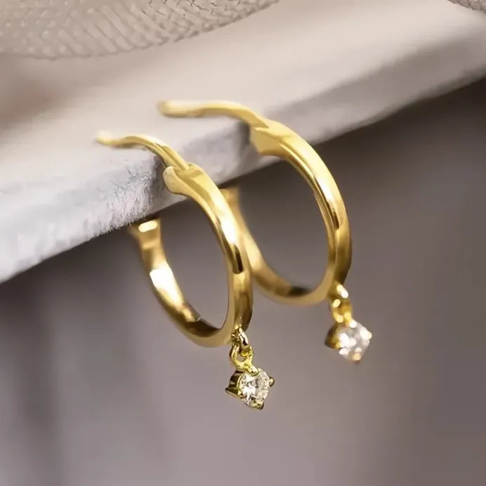 Geometric Gold & Silver CZ Drop Earrings for Women Fashion Jewelry