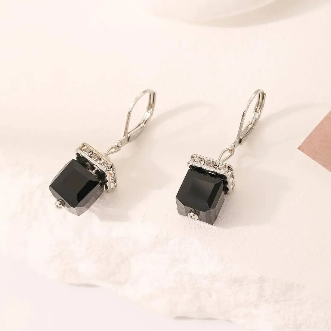 Silver Drop Earrings for Women Blue Pink White Purple Crystal Zircon Jewelry