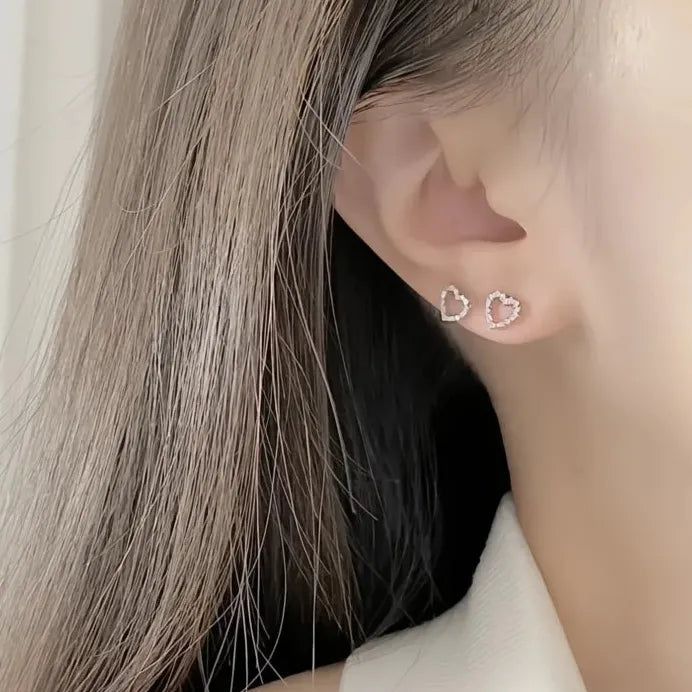 Heart-Shaped Cubic Zirconia Stud Earrings for Women Wedding Gift