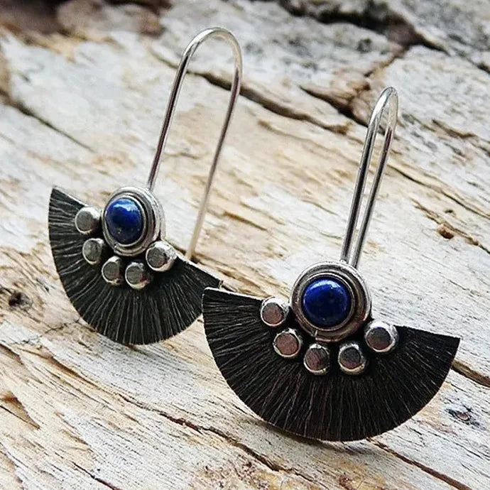Vintage Fan-Shaped Flower Wreath Zinc Alloy Earrings for Women Daily Jewelry
