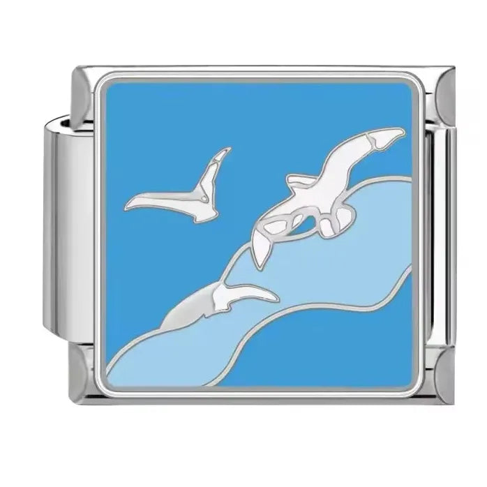 Ocean Series 18k Gold Plated Stainless Steel Charm Bracelet Unisex Dolphin Shark Sailboat