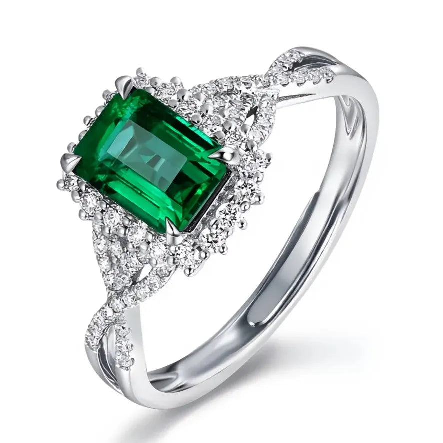 Brass Geometric Green Cubic Zirconia Wedding Ring for Women