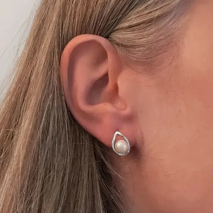 Simulated Pearl Stud Earrings Gold Silver Brass Minimalist Jewelry for Women