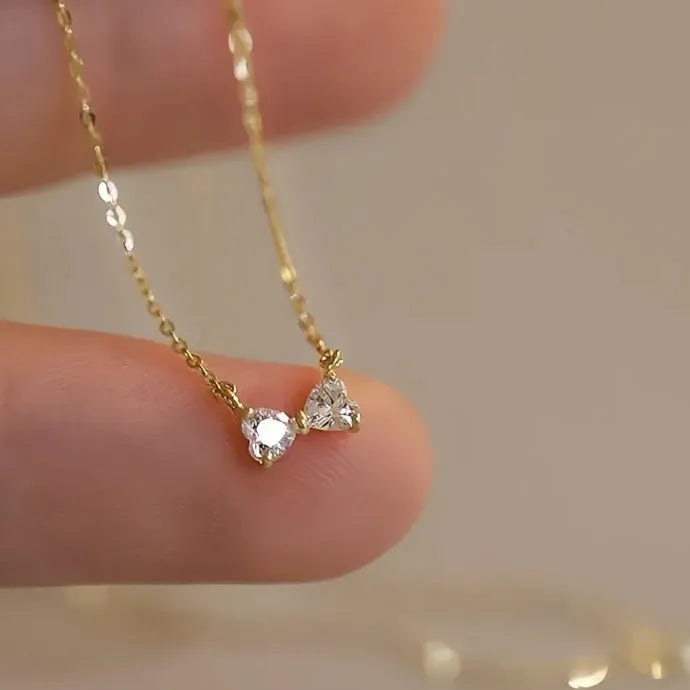 Geometric Bowknot Pendant Necklace for Women Copper Alloy Jewelry Gift