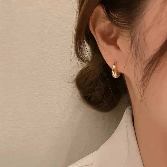 Copper Alloy Geometric Hoop Earrings Simple Versatile Daily Jewelry