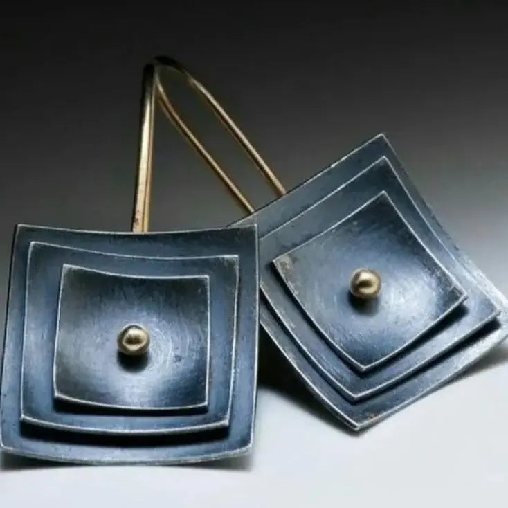 Geometric Double Color Round Stone Zinc Alloy Dangle Earrings for Women