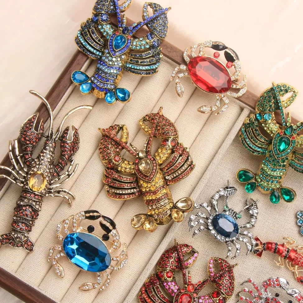 Vintage Lobster & Crab Brooches Classic Fashion Jewelry Gift for Men & Women