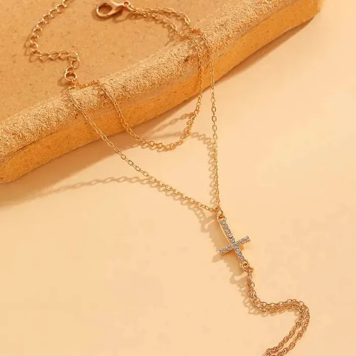 Gold Color Cross Linked Thin Chain Bracelet for Women Fashion Jewelry