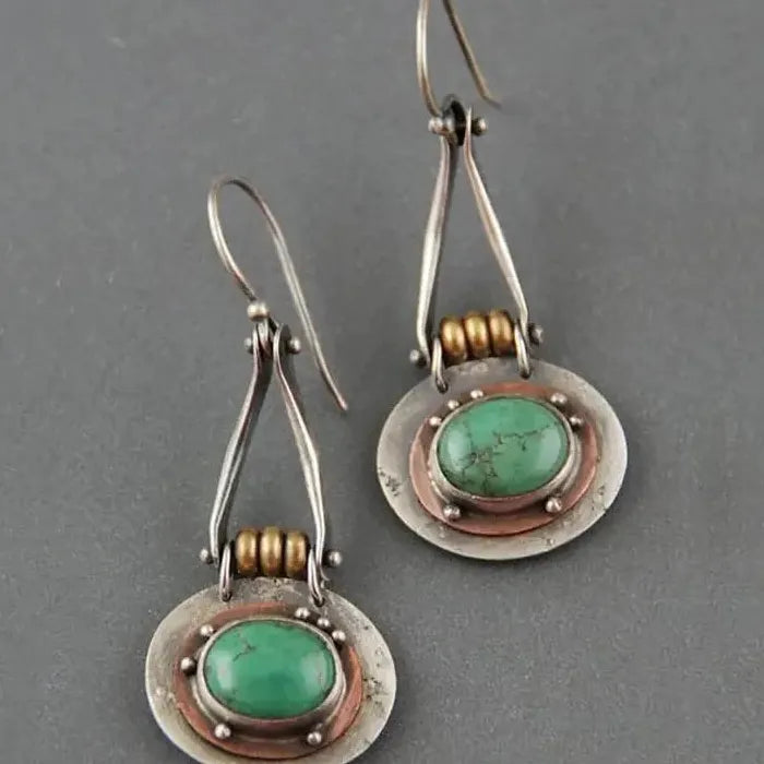 Retro Silver Long Drop Earrings for Women Resin Zinc Alloy Jewelry Hot Sale