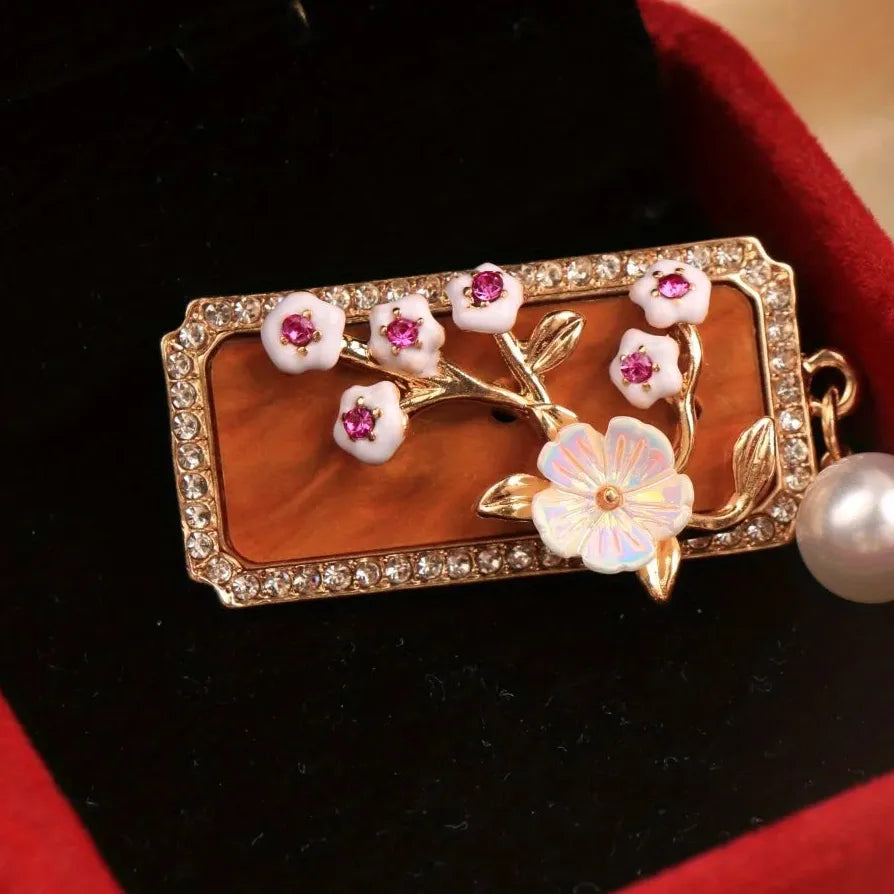 Classic Plum Blossom Brooch Chinese Floral Jewelry Gift for Women