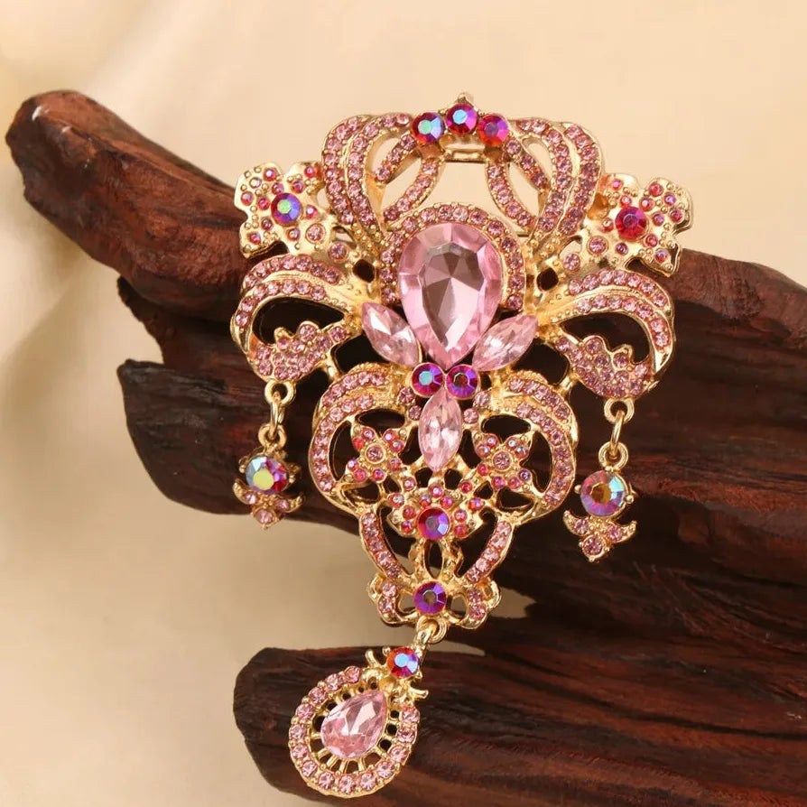 Elegant Openwork Tassel Flower Brooch Jewelry for Women