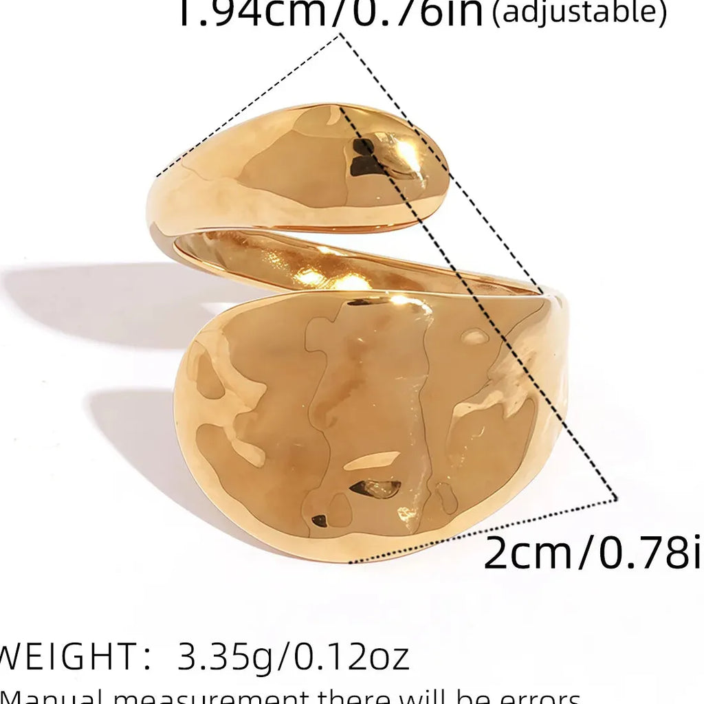 Vintage Stainless Steel Hammer Texture Ring Unisex Wedding Band