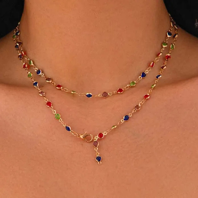 Colorful Crystal Y-Shaped Clavicle Necklace for Women Trendy Pendant
