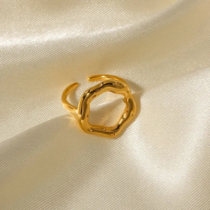 Vintage Gold Geometric Circle Ring for Women Fashion Jewelry Gift