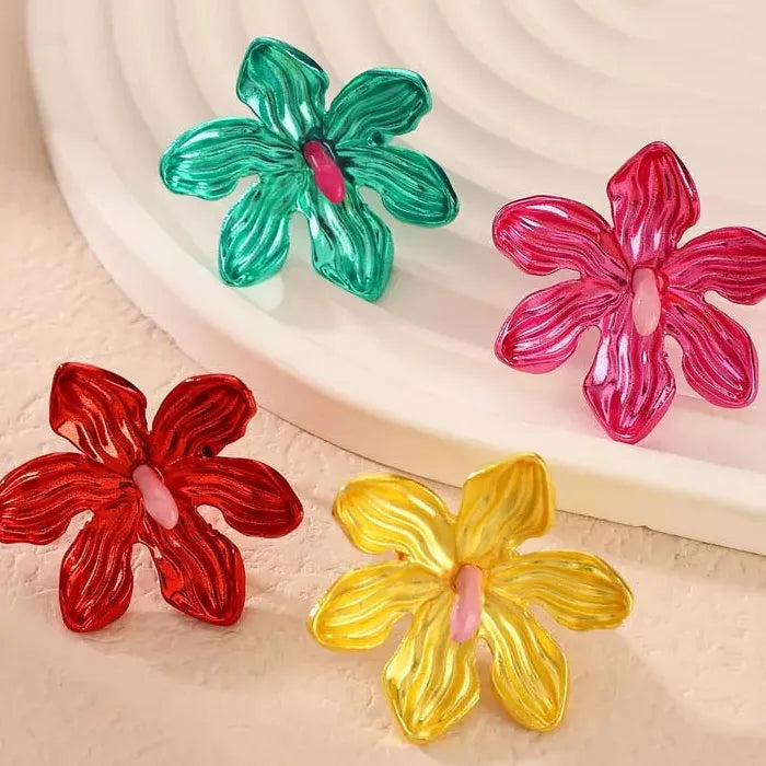 Adjustable Colorful Flower Geometric Ring for Women Stylish Fashion Jewelry