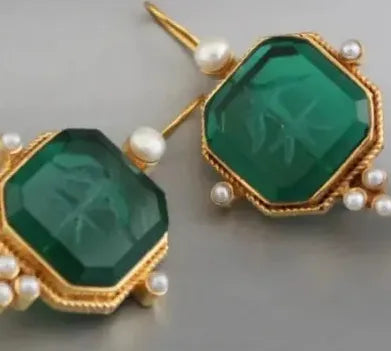 Elegant Vintage Geometric Pearl Drop Earrings for Women Zinc Alloy Bridal Gift