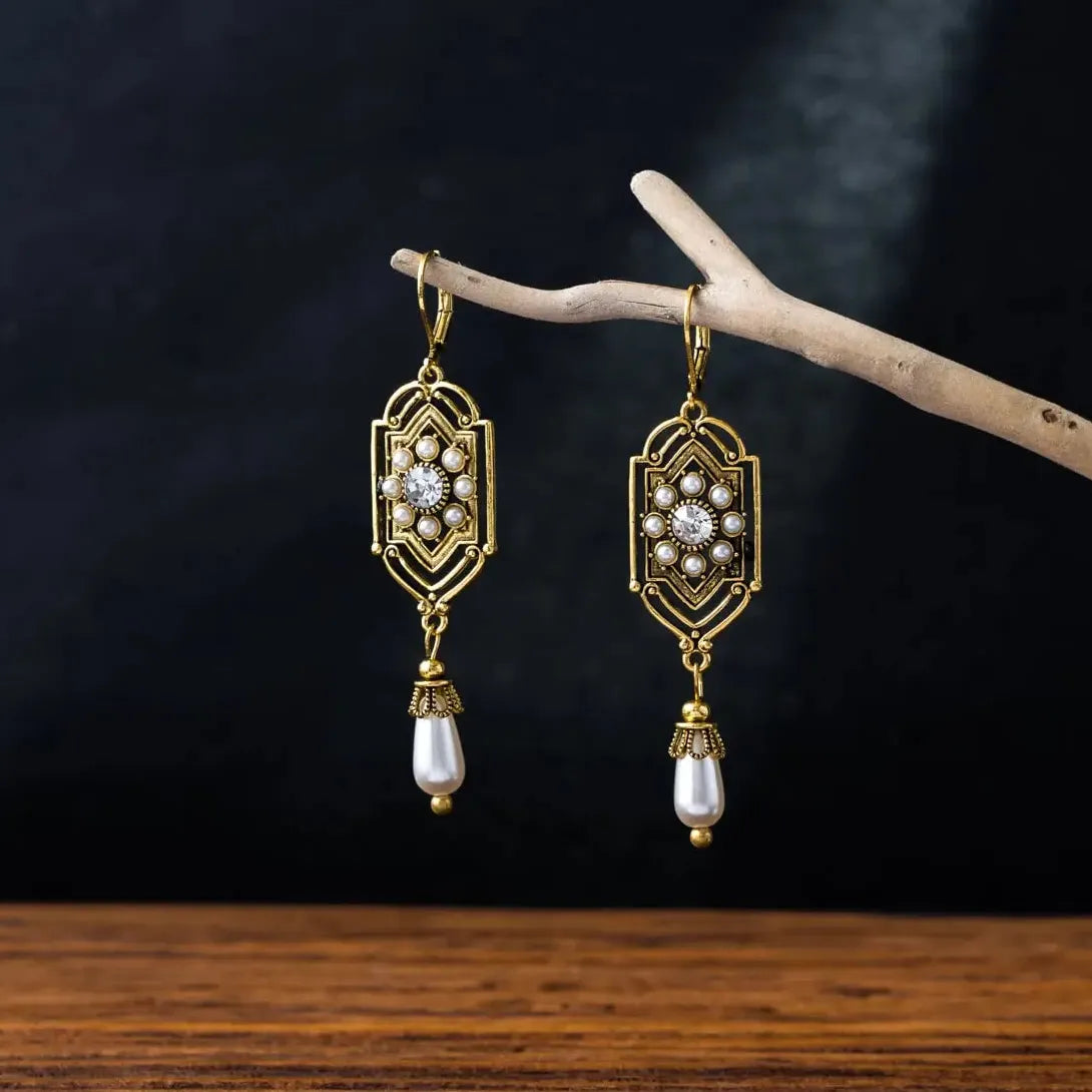 Handmade Vintage Bohemian Geometric Waterdrop Stone Earrings for Women & Girls