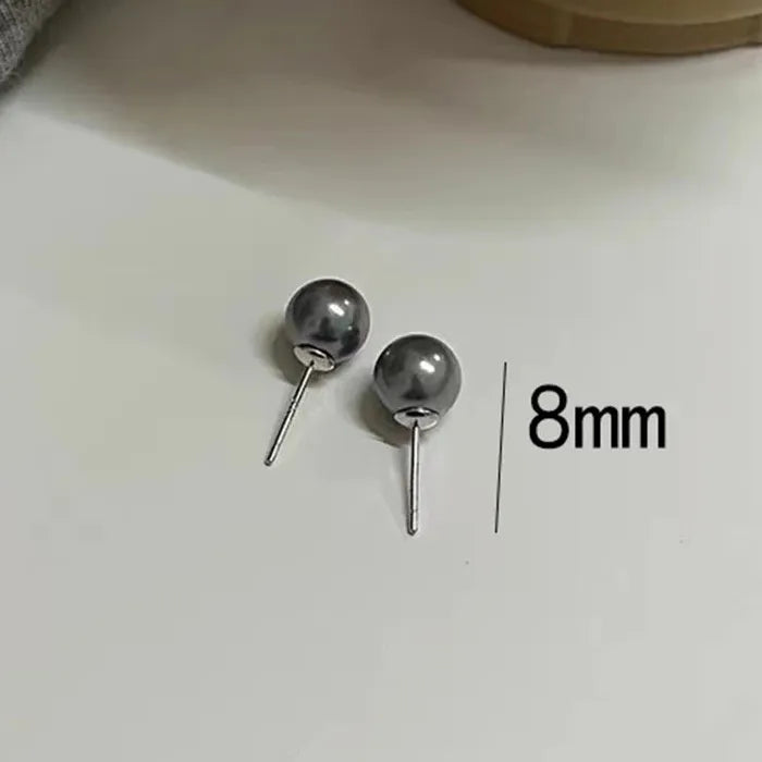 Moon Gray Pearl Stud Earrings Copper Moon Bowknot Jewelry Gift Women