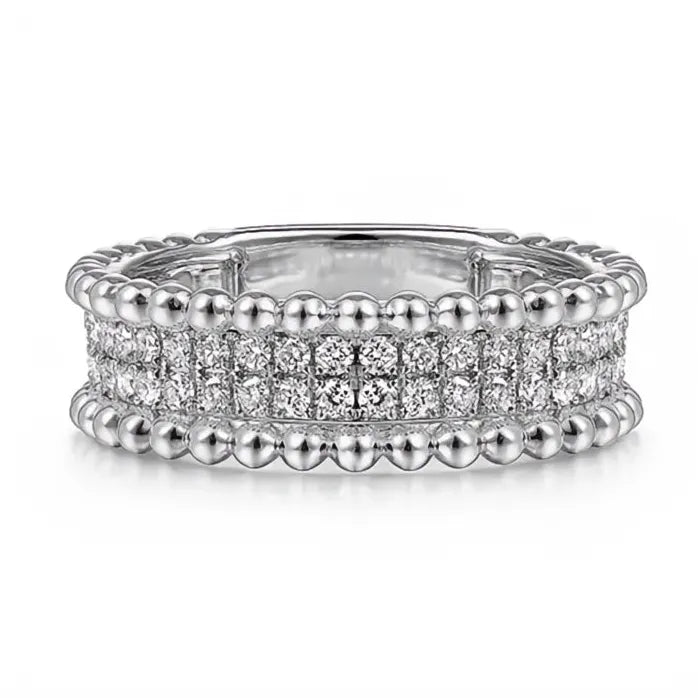Two-Tone Brass Engagement Ring with Zirconia Wedding Band for Women