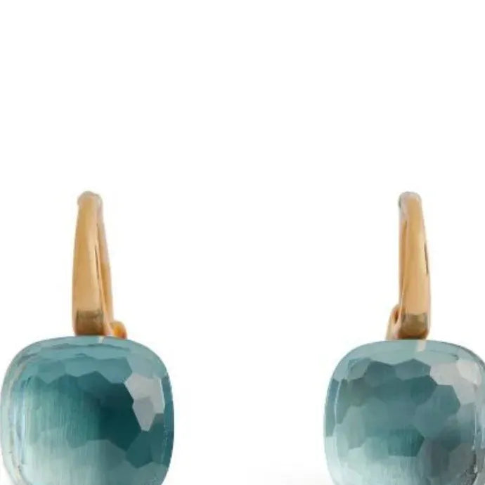 Gold Color Square Blue Rhinestone Stud Earrings Zinc Alloy for Women Gift