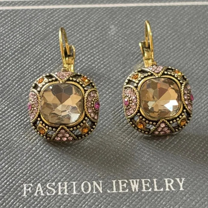 Elegant Imitation Crystal Geometric Drop Earrings for Women Party Jewelry Gift