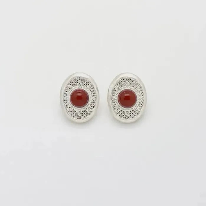 Copper Round Stud Earrings for Women Handcrafted Vintage Textured Jewelry Gift