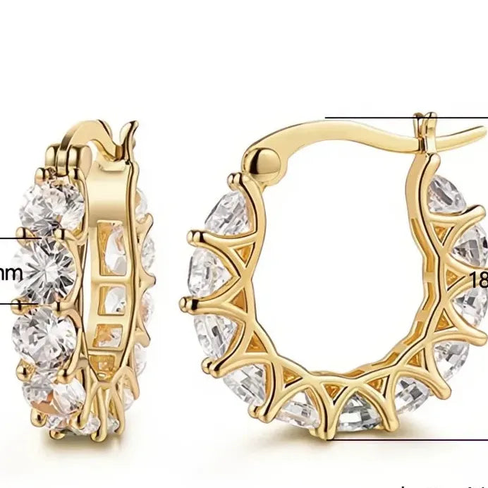Women’s Geometric Hoop Earrings with Cubic Zirconia for Daily & Wedding