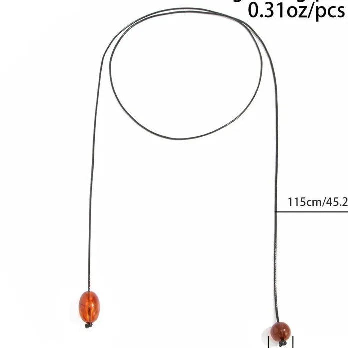 Minimalist Water Drop Pendant Choker Necklace Women Adjustable Black Cord