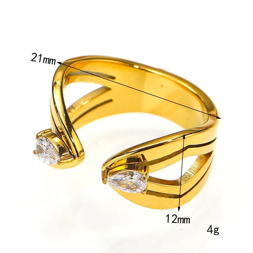 18K Gold Plated Geometric CZ Zircon Knuckle Ring Vintage Punk Jewelry Women
