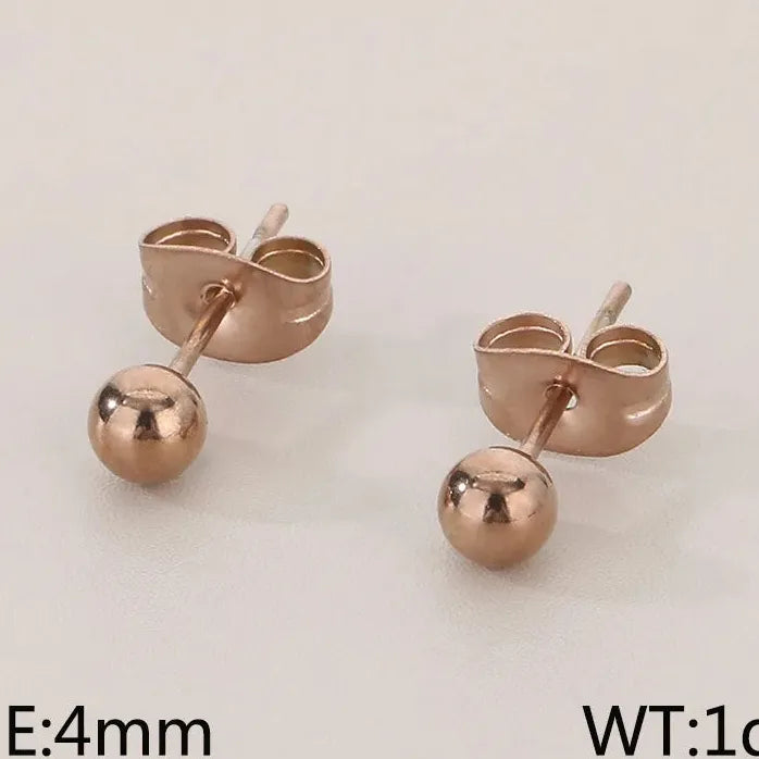 Gold Stainless Steel Hollow Ball Stud Earrings for Women Wedding Jewelry