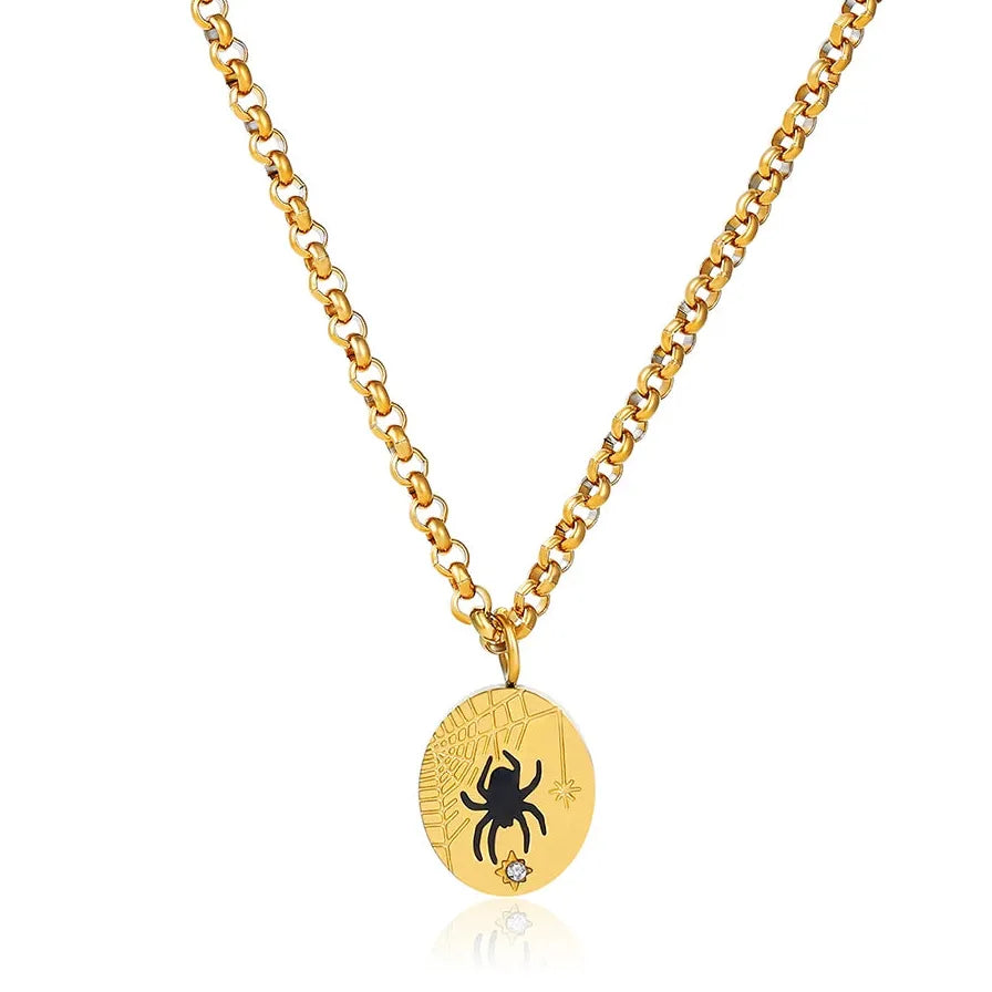 Stainless Steel Punk Retro Geometric Animal Pendant Necklace Heart Choker Jewelry