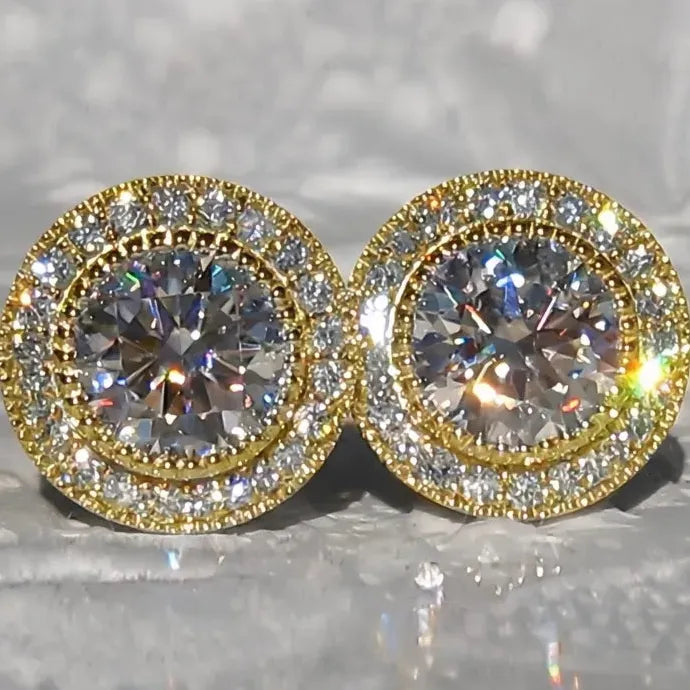 Luxury AAA CZ Geometric Copper Alloy Stud Earrings for Women, 7 Colors