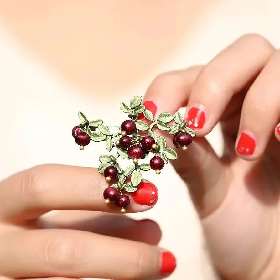 Geometric Girls Brooch Cranberry Design Elegant Pin Accessory