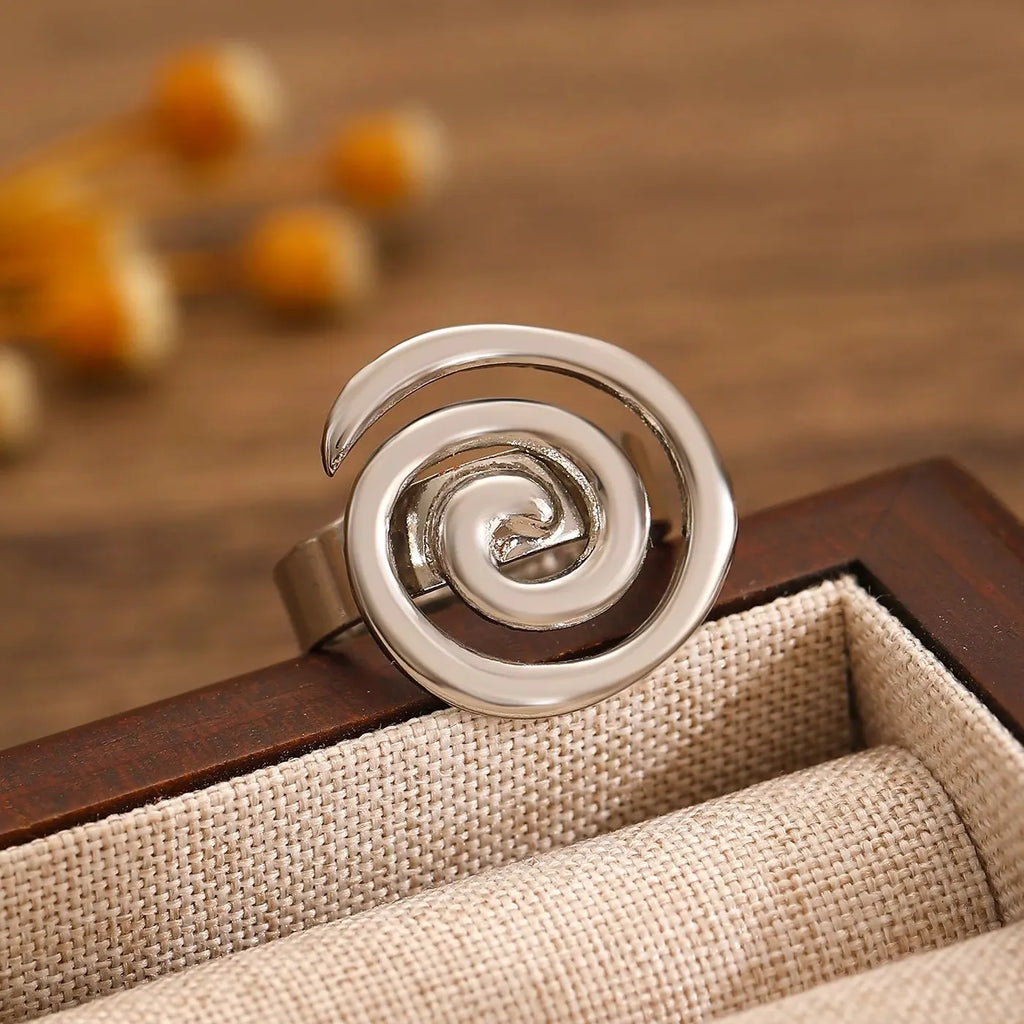 Minimalist Geometric Vortex Ring for Women Stainless Steel 18K Waterproof Jewelry