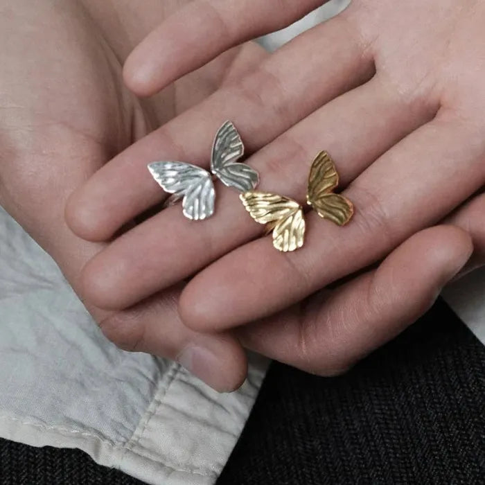 Personalized Copper Butterfly Open Ring Vintage Geometric Jewelry Gift Women